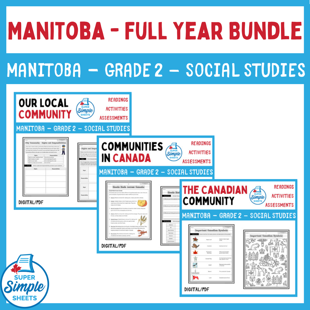 Manitoba - Grade 2 Social Studies - Full Year Bundle – Super Simple Sheets