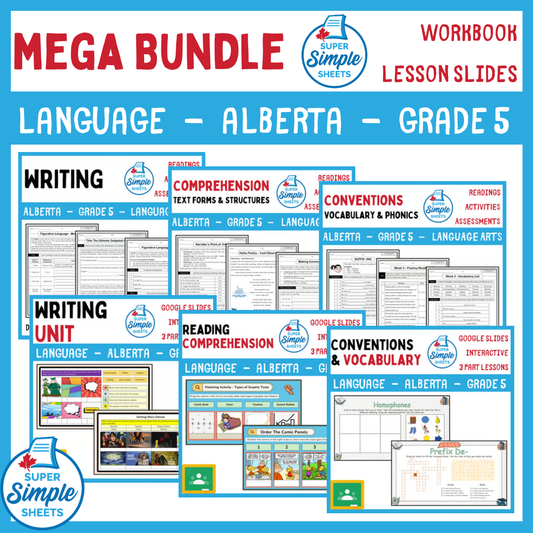 Grade 5 - Alberta Language - Lessons/Workbook Mega Bundle