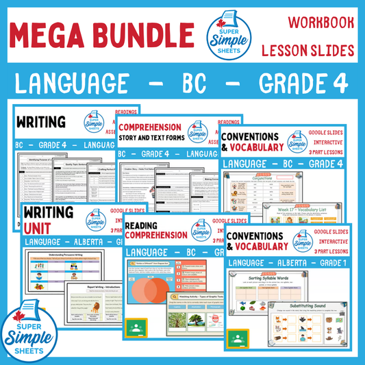 Grade 4 - BC Language - Lessons/Workbook Mega Bundle