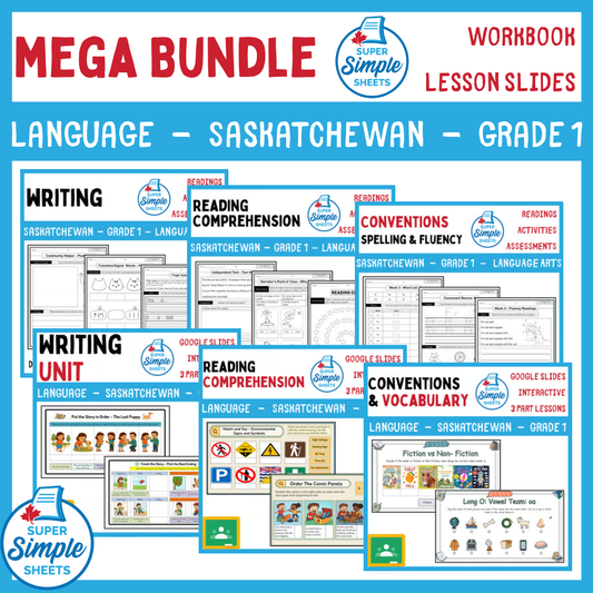 Grade 1 - Saskatchewan Language - Lessons/Workbook Mega Bundle