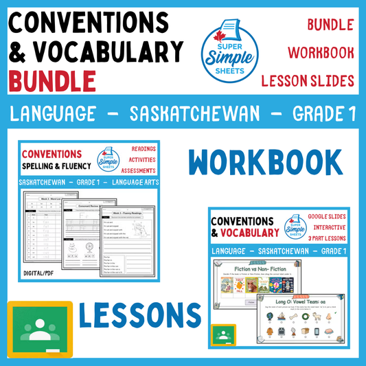 Grade 1 - Conventions & Vocabulary - Saskatchewan Language - Lesson/Work Bundle