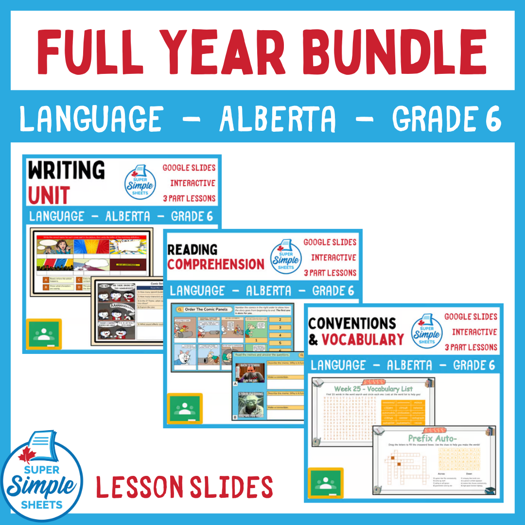 Grade 6 - Alberta Language - Google Lesson Slides - Full Year Bundle