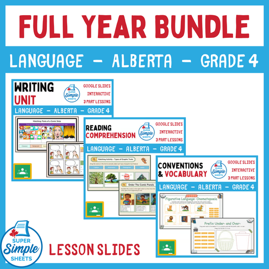 Grade 4 - Alberta Language - Google Lesson Slides - Full Year Bundle