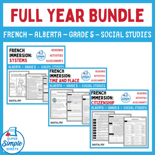 Grade 5 - Alberta Social Studies - French Immersion - FULL YEAR BUNDLE