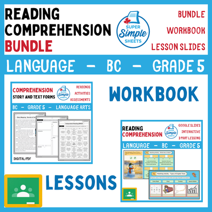 Grade 5 - Reading Comprehension Unit - BC Language - Lesson/Workbook Bundle