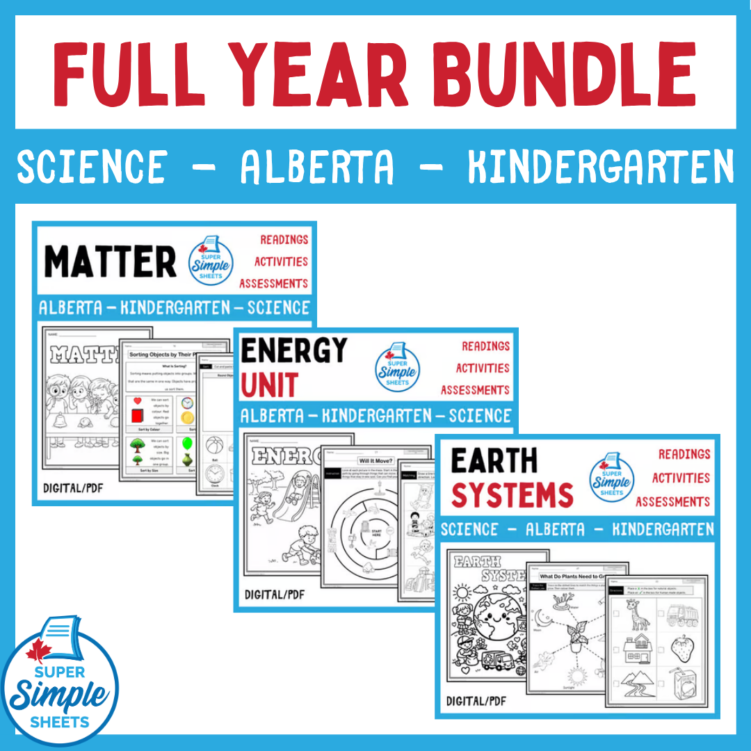 Kindergarten - Alberta Updated Science Curriculum - FULL YEAR BUNDLE