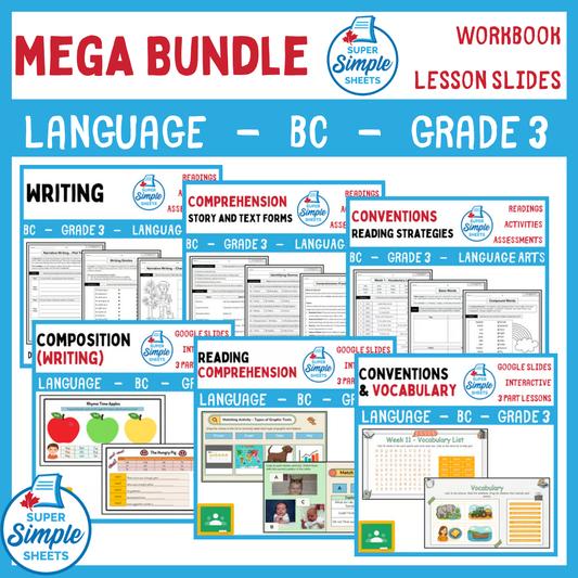 Grade 3 - BC Language - Lessons/Workbook Mega Bundle