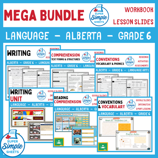 Grade 6 - Alberta Language - Lessons/Workbook Mega Bundle