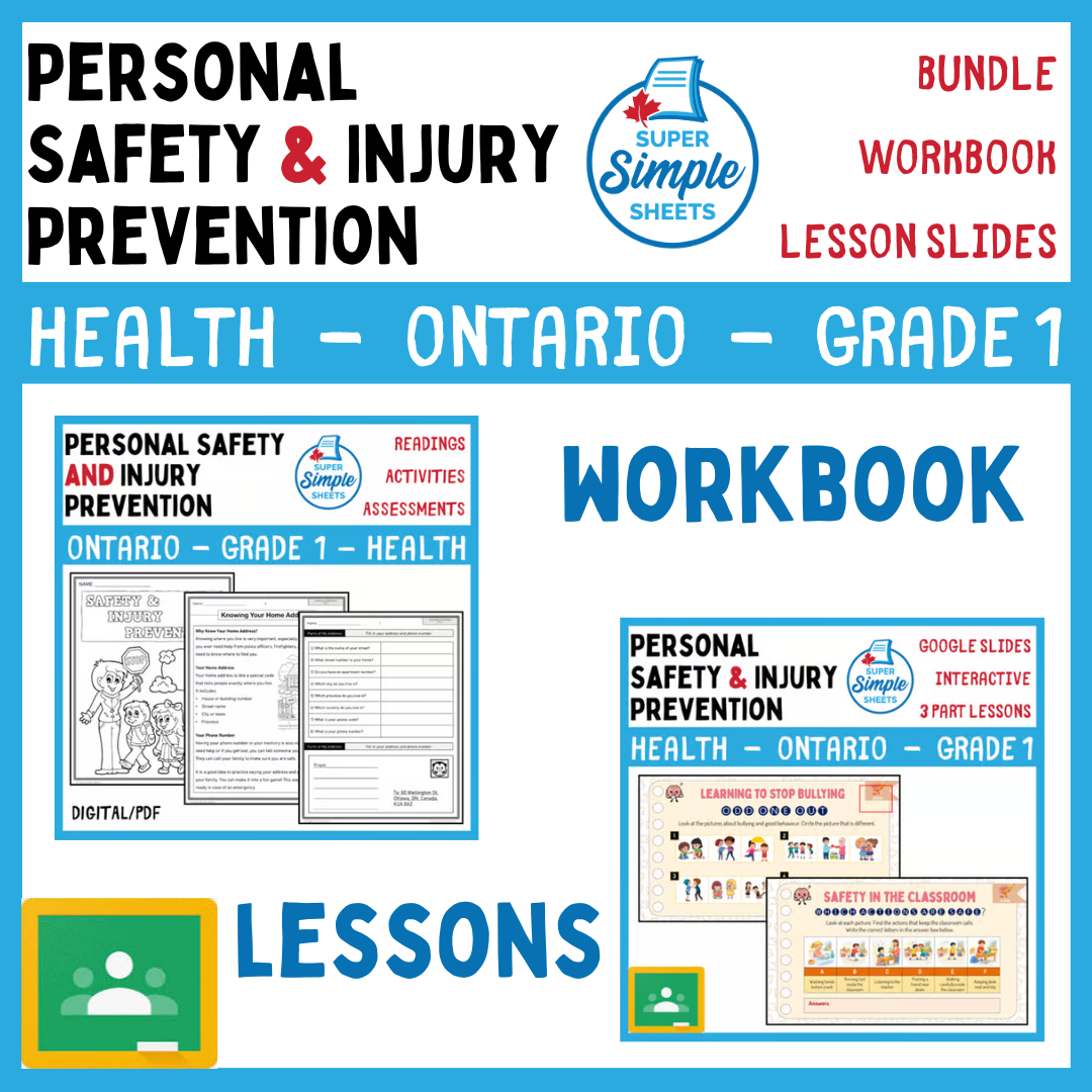 Grade 1 - Personal Safety & Injury Prevention Unit - Ontario Health - Bundle