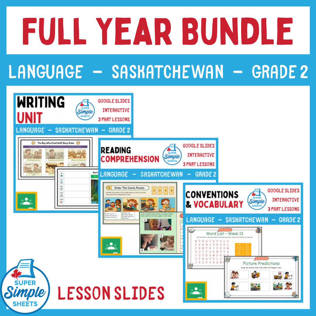 Grade 2 - Saskatchewan Language - Google Lesson Slides - Full Year Bundle