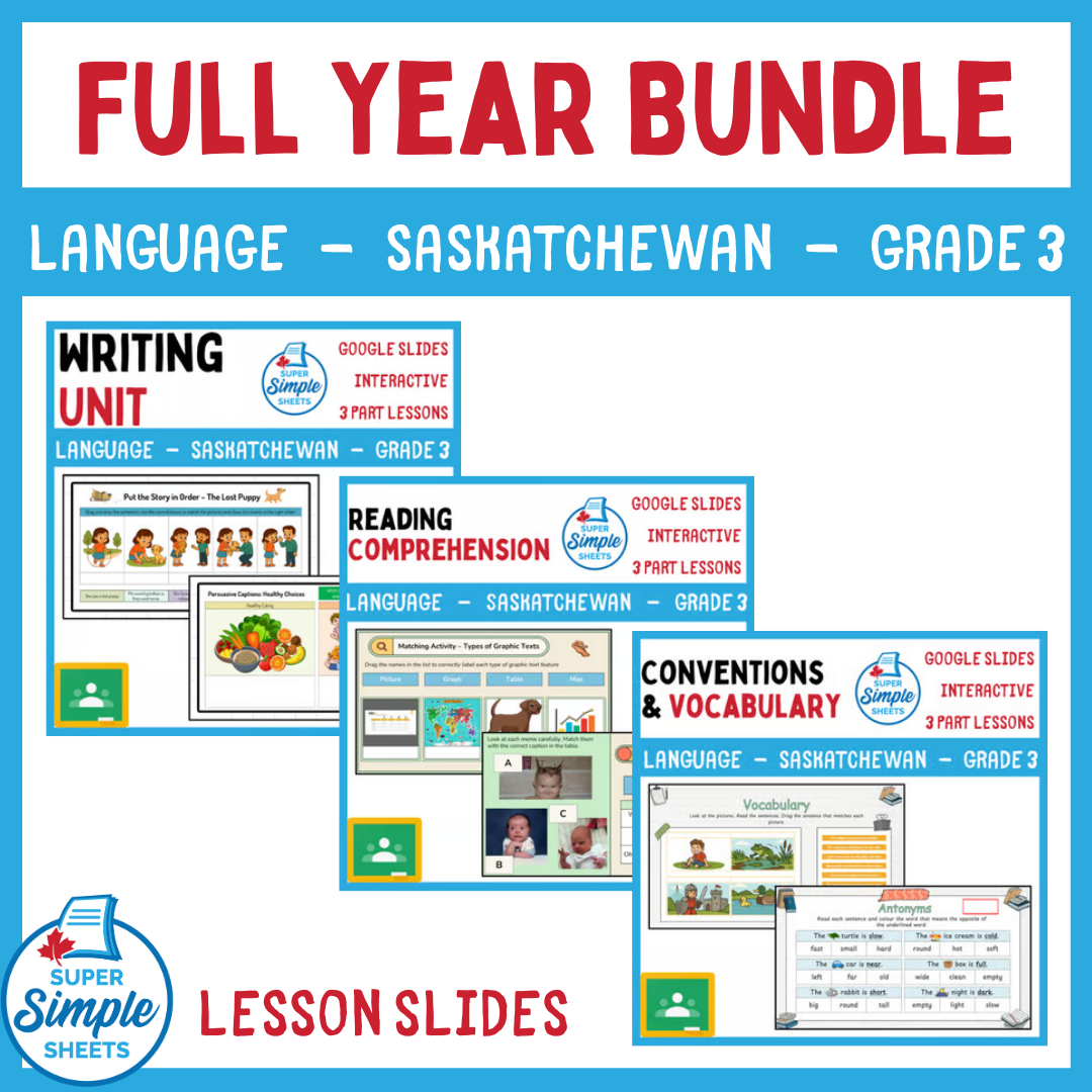 Grade 3 - Saskatchewan Language - Google Lesson Slides - Full Year Bun ...