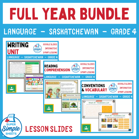 Grade 4 - Saskatchewan Language - Google Lesson Slides - Full Year Bundle