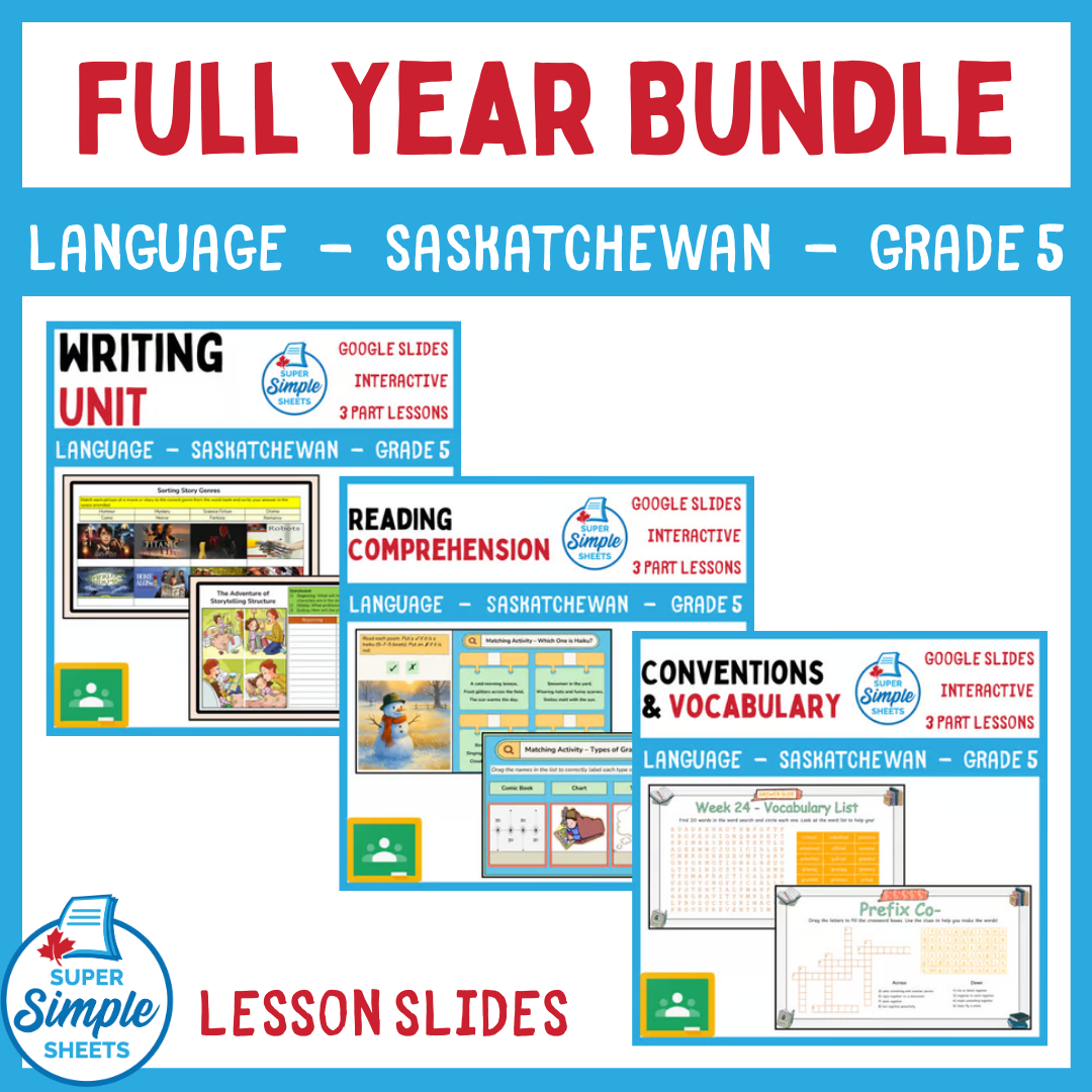 Grade 5 - Saskatchewan Language - Google Lesson Slides - Full Year Bundle