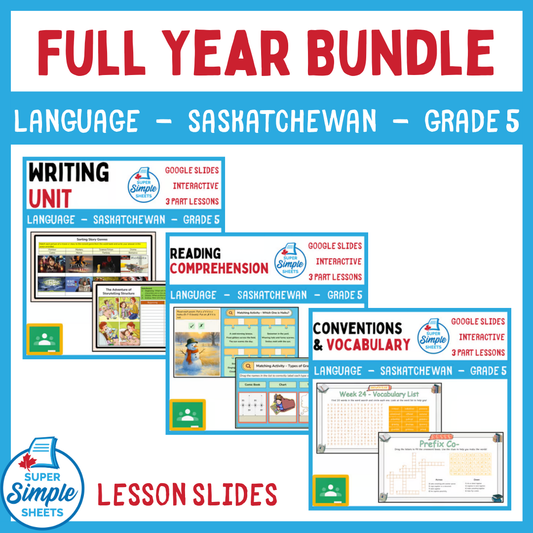 Grade 5 - Saskatchewan Language - Google Lesson Slides - Full Year Bundle