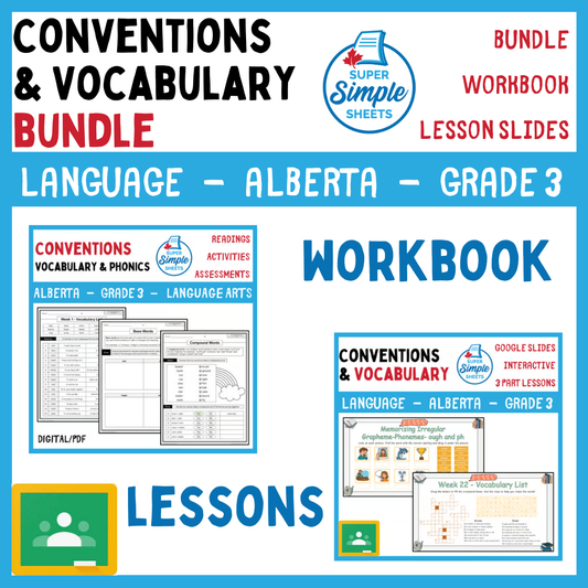 Grade 3 - Conventions & Vocabulary - Alberta Language - Lesson/Workbook Bundle