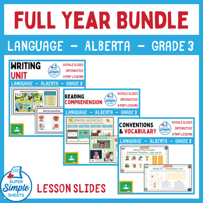 Grade 3 - Alberta Language - Google Lesson Slides - Full Year Bundle