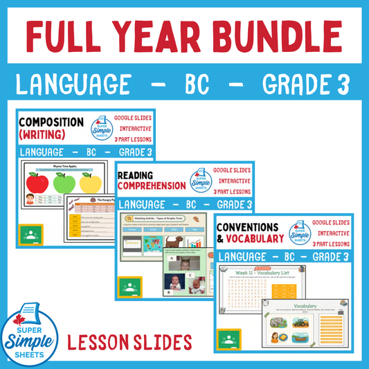 Grade 3 - BC Language - Google Lesson Slides - Full Year Bundle