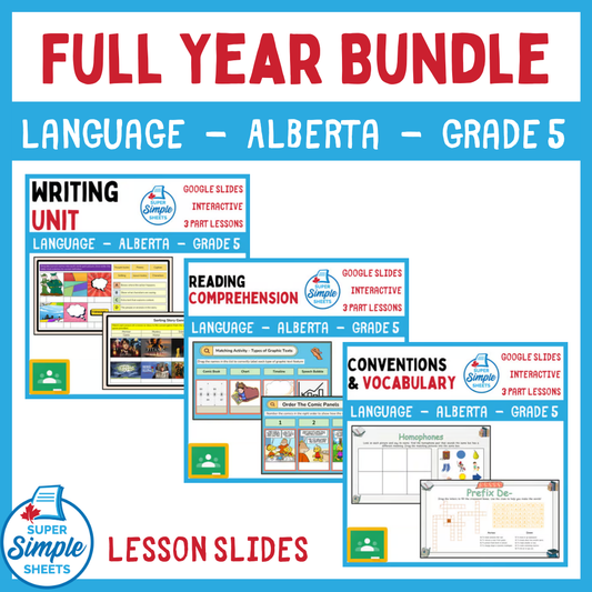 Grade 5 - Alberta Language - Google Lesson Slides - Full Year Bundle