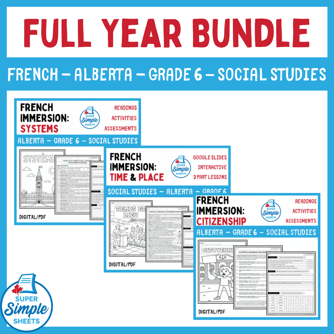 Grade 6 - Alberta Social Studies - French Immersion - FULL YEAR BUNDLE
