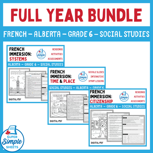 Grade 6 - Alberta Social Studies - French Immersion - FULL YEAR BUNDLE