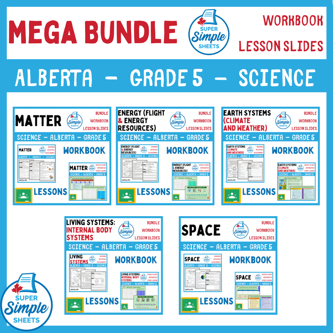 Grade 5 - Alberta Science - Lessons/Workbook Mega Bundle