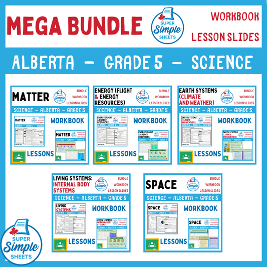 Grade 5 - Alberta Science - Lessons/Workbook Mega Bundle