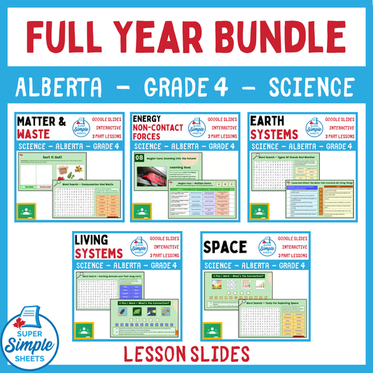 Grade 4 - Alberta Science - Google Lesson Slides - Full Year Bundle