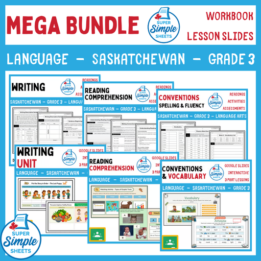 Grade 3 - Saskatchewan Language - Lessons/Workbook Mega Bundle