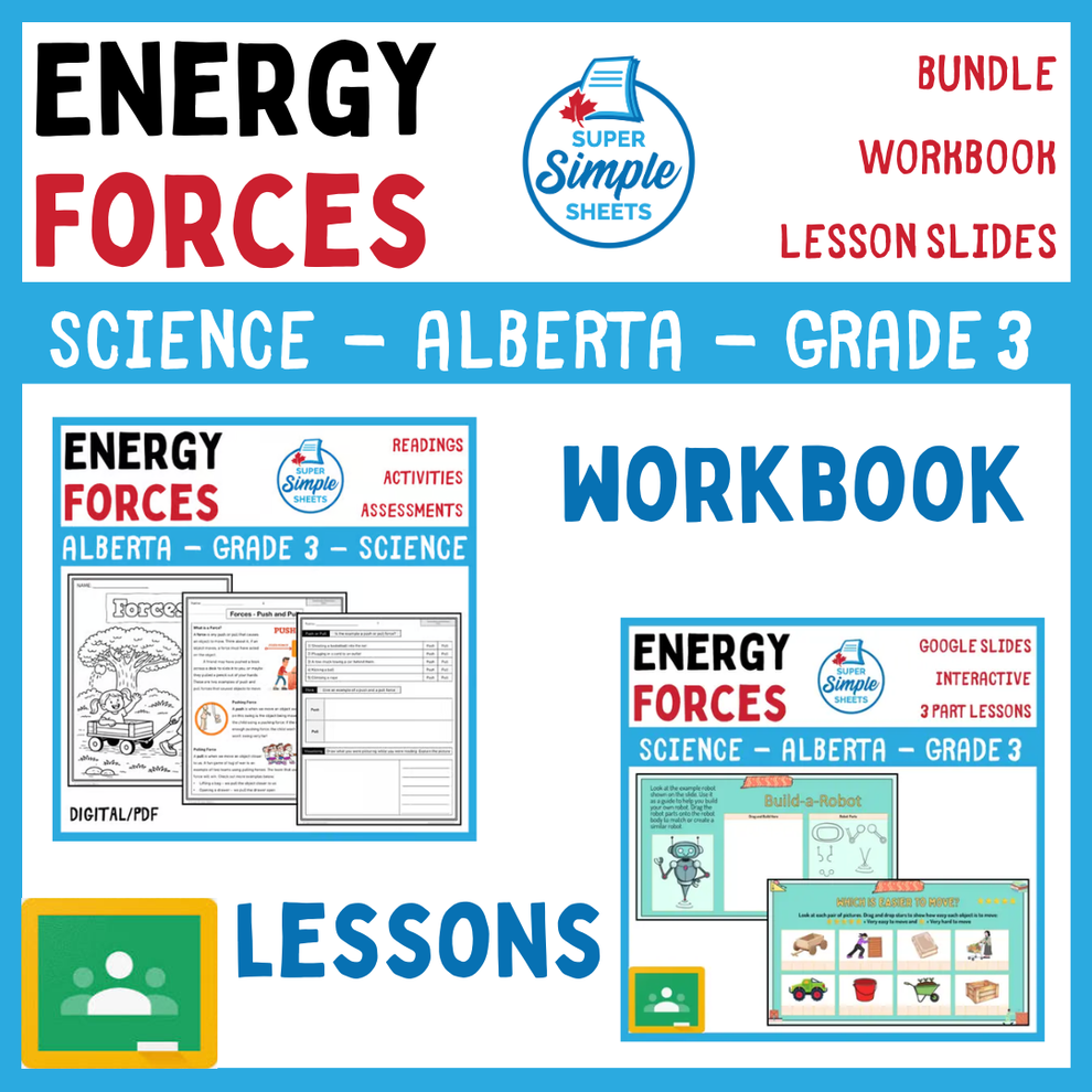 Grade 3 - Energy Forces - Alberta Science - Lesson/Workbook Bundle ...