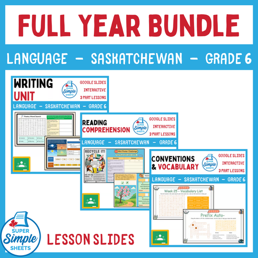 Grade 6 - Saskatchewan Language - Google Lesson Slides - Full Year Bundle
