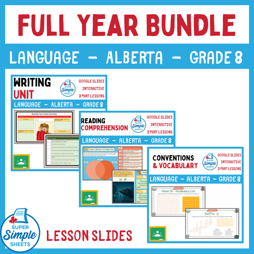 Grade 8 - Alberta Language - Google Lesson Slides - Full Year Bundle