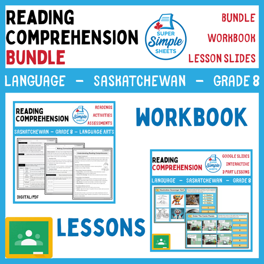 Grade 8 - Reading Comprehension - Saskatchewan Language - Lesson/Workbook Bundle