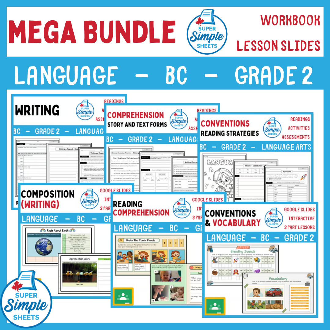 Grade 2 - BC Language - Lessons/Workbook Mega Bundle – Super Simple Sheets