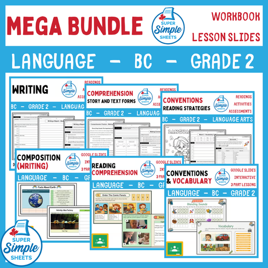 Grade 2 - BC Language - Lessons/Workbook Mega Bundle