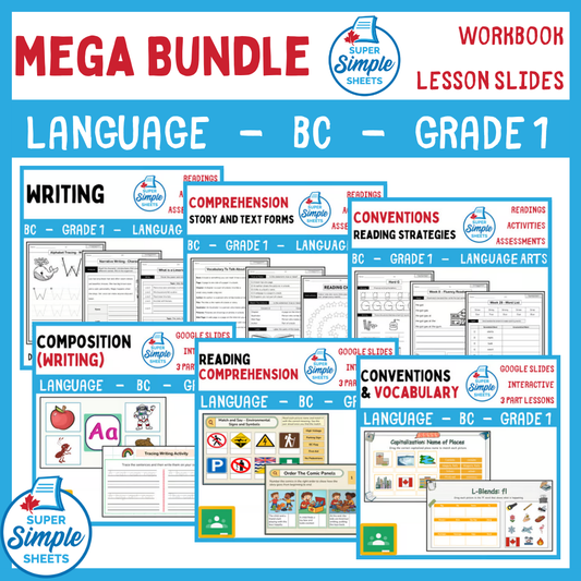Grade 1 - BC Language - Lessons/Workbook Mega Bundle
