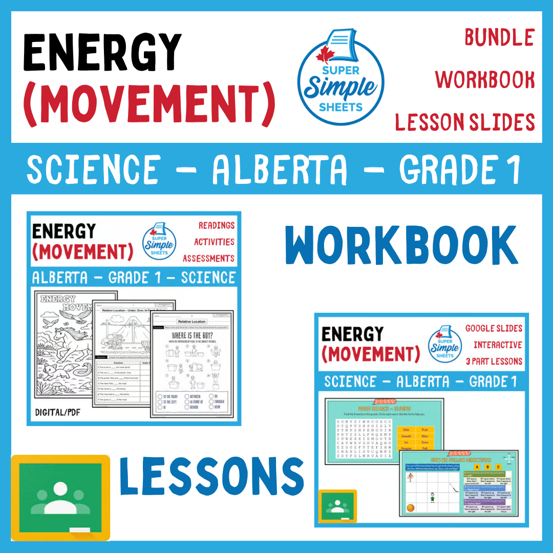 Grade 1 - Energy (Movement) - Alberta Science - Lesson/Workbook Bundle