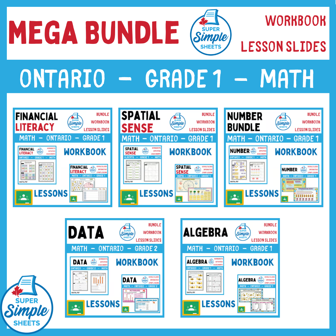 Grade 1 - Ontario Math - Lessons/Workbook Mega Bundle