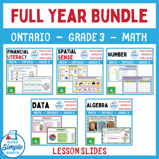 Grade 3 - Ontario Math - Google Lesson Slides - Full Year Bundle