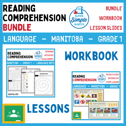 Grade 1 - Reading Comprehension - Manitoba Language - Lesson/Workbook Bundle