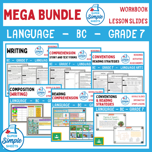 Grade 7 - BC Language - Lessons/Workbook Mega Bundle