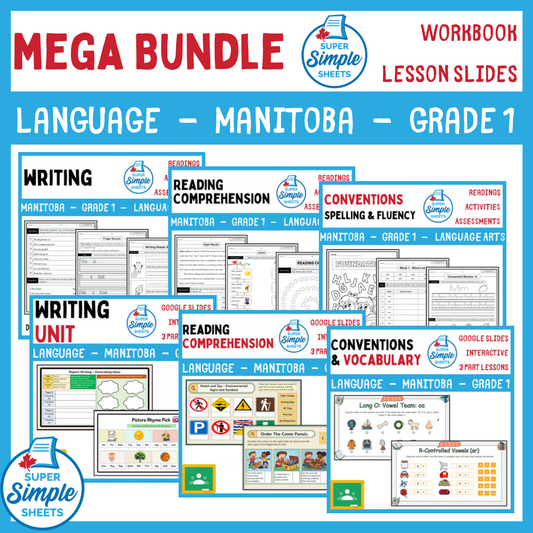 Grade 1 - Manitoba Language - Lessons/Workbook Mega Bundle