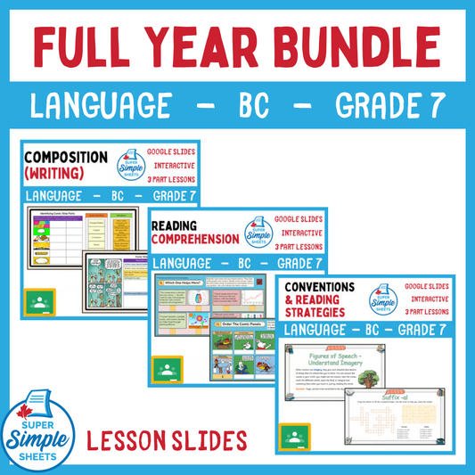 Grade 7 - BC Language - Google Lesson Slides - Full Year Bundle