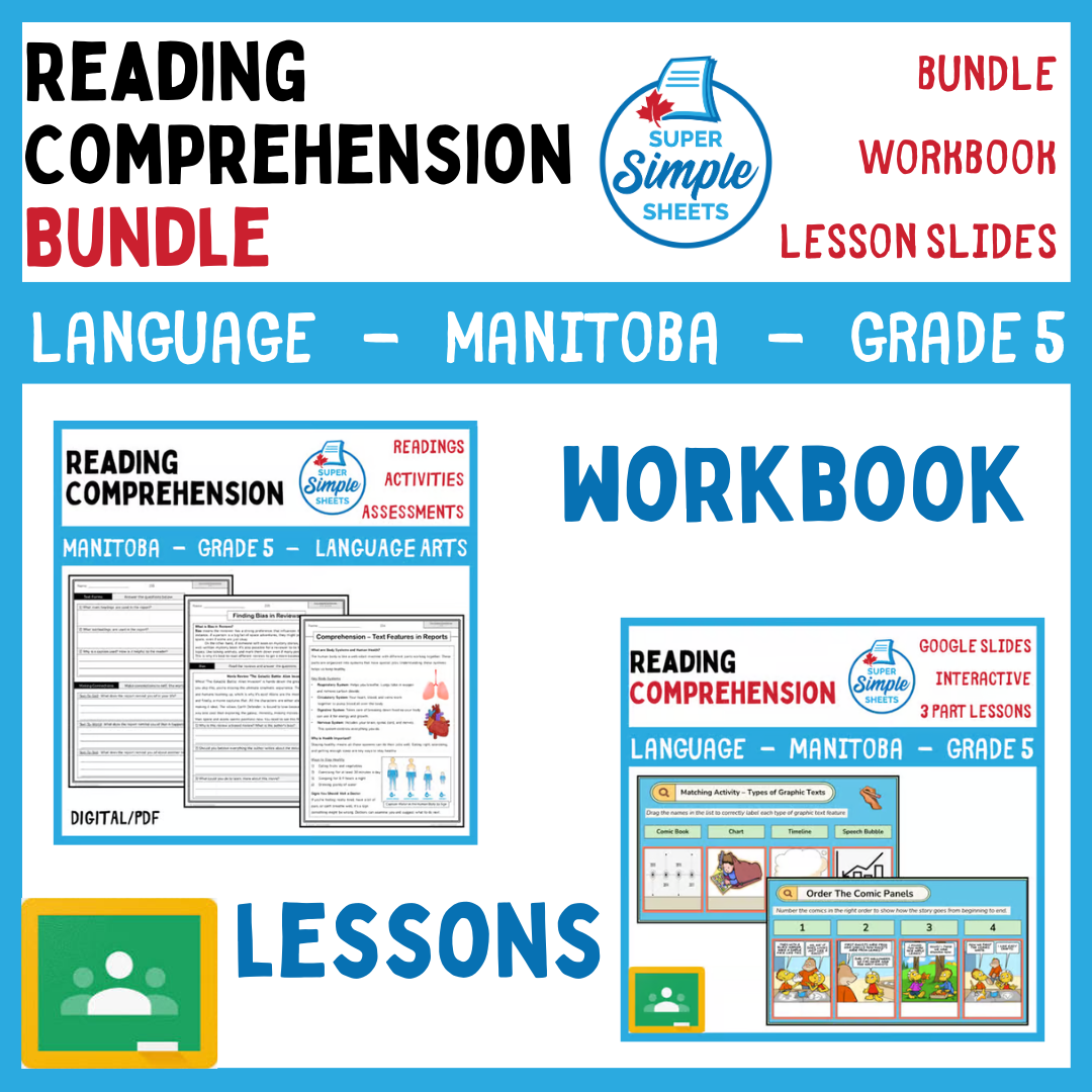 Grade 5 - Reading Comprehension - Manitoba Language - Lesson/Workbook Bundle