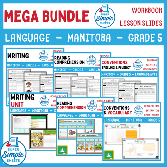 Grade 5 - Manitoba Language - Lessons/Workbook Mega Bundle
