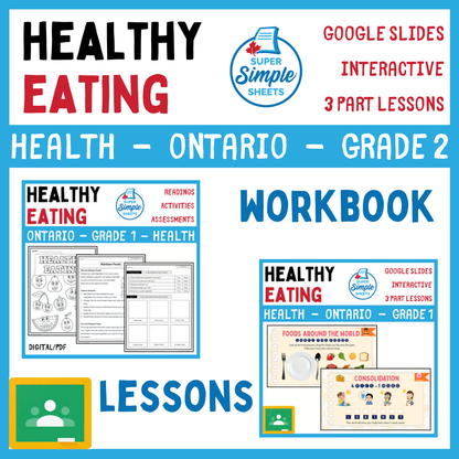 Grade 2 - Healthy Eating - Ontario Health - Lessons/Workbook Bundle