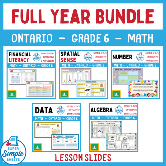 Grade 6 - Ontario Math - Google Lesson Slides - Full Year Bundle