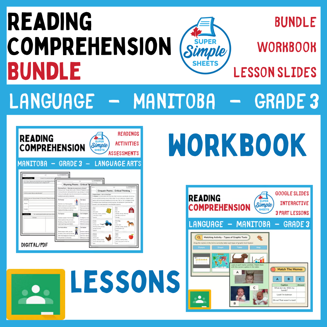 Grade 3 - Reading Comprehension - Manitoba Language - Lesson/Workbook Bundle