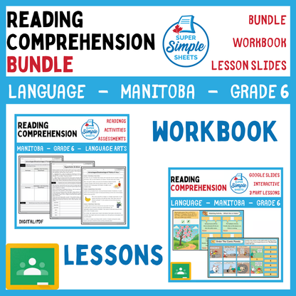 Grade 6 - Reading Comprehension - Manitoba Language - Lesson/Workbook Bundle