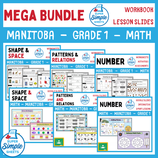 Grade 1 - Manitoba Math - Mega Bundle - Lessons/Workbook