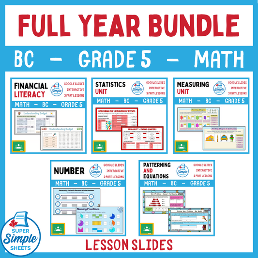 Grade 5 - BC Math - Google Lesson Slides - Full Year Bundle